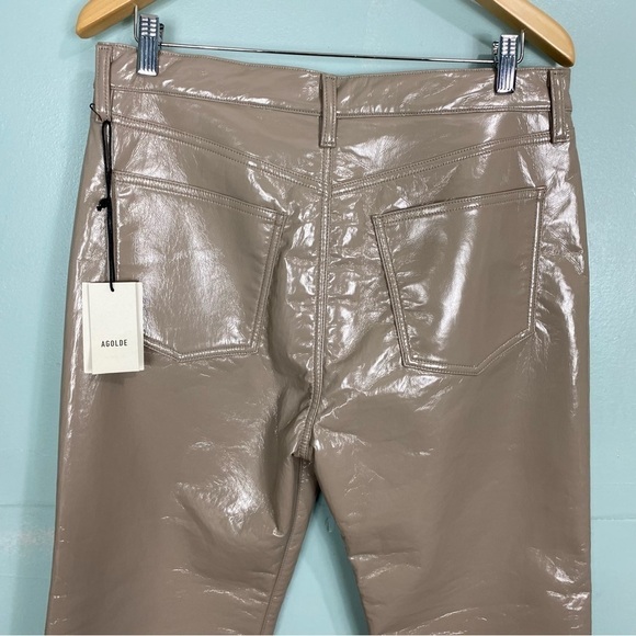Agolde Recycled Leather 90s Pinch Waist Sz 31 Quail Patent Beige‎ - Picture 7 of 7